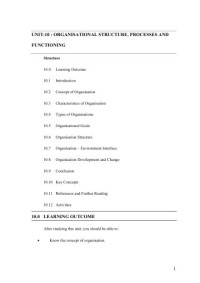 Image of UNIT-10 : Organizational Structure, Processes and Functioning