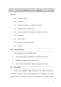 Image of UNIT-22 : STATE OF ADMINISTRATIVE THEORY IN 21st CENTURY