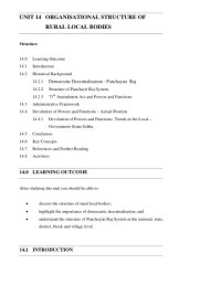 Image of Unit III --- Organisational Structure of Rural Local Bodies
